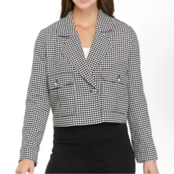 Tahari Black and White Houndstooth Blazer XS - Picture 5 of 13